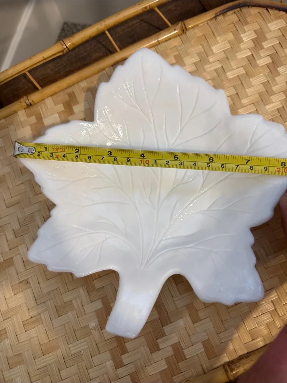 Vintage White Milk Glass Maple Leaf Serving Dish Candy Nut Trinket Bowl Fall